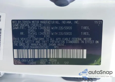 2022 Toyota Highlander Platinum from USA, damaged, VIN 5TDFZRAH8NS095582